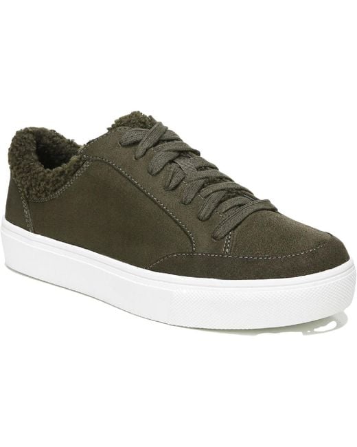 Dr. Scholls Green Now Cozy Faux Fur Lined Lace Up Casual And Fashion Sneakers