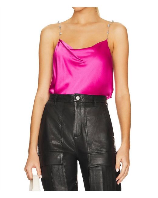 Cami NYC Pink Busy Cami Crystal Chain Strap Top