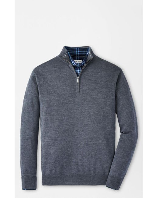 Peter Millar Blue Autumn Crest Quarter Zip Sweater
