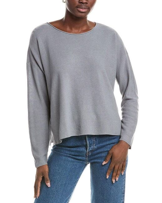 Eileen Fisher Gray Box Linen-Blend Top