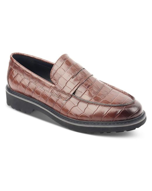 INC Brown Leather Slip-on Loafers for men