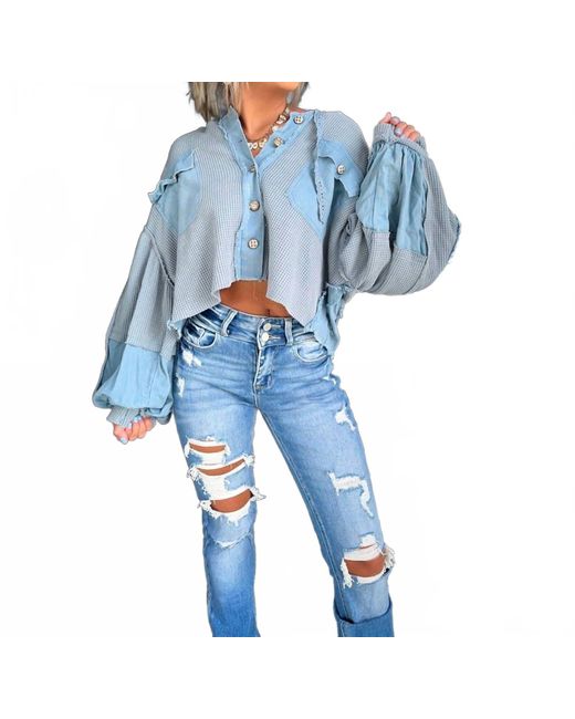 Pol Blue Might Be Love Button Up Sweater Top