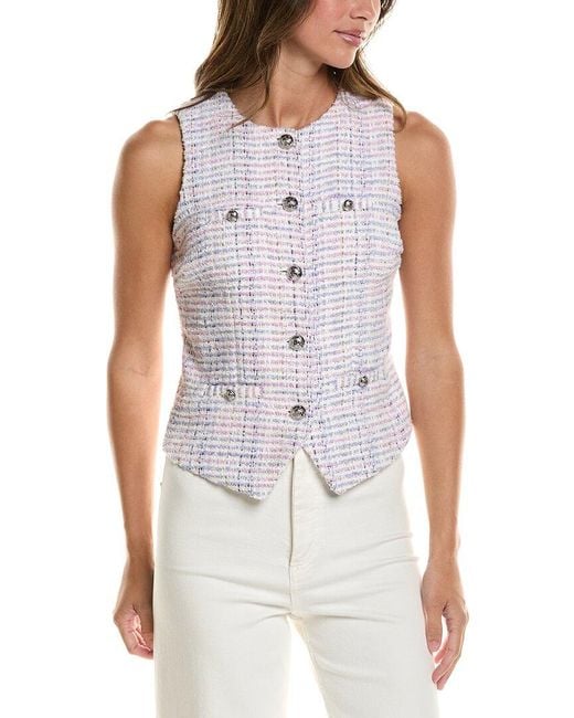 Cece White V Split Hem Vest