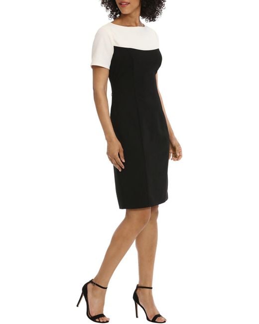 Maggy London Black Colorblock Polyester Wear To Work Dress