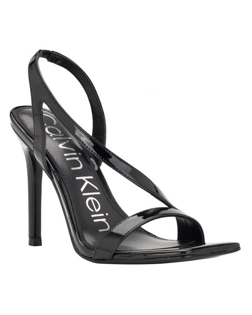 Calvin Klein Tallon Patent Open Toe Heels in Metallic Lyst