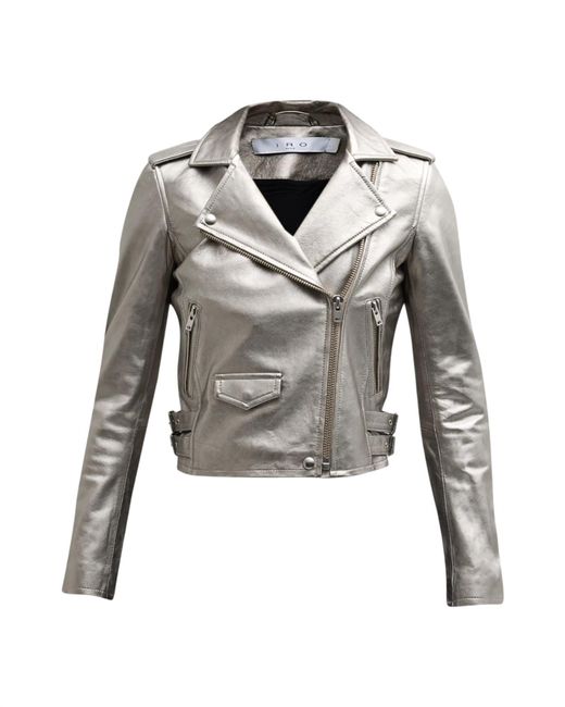 IRO Gray Ashville Leather Jacket