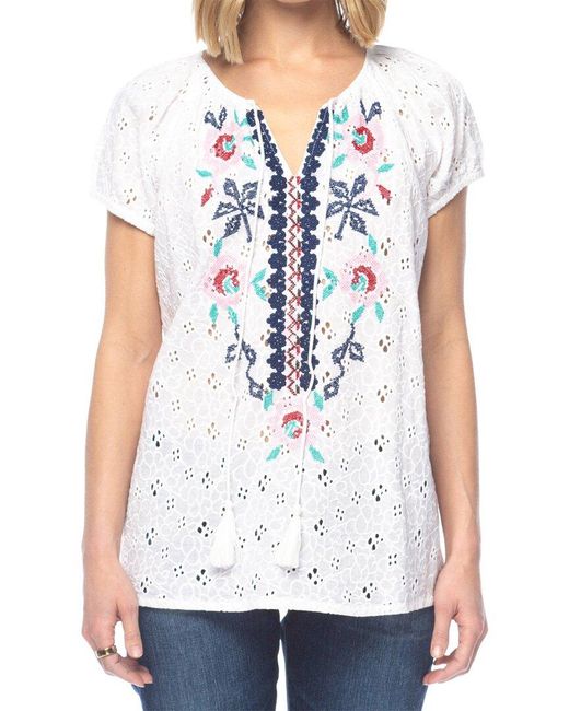 Tolani White Eyelet Top
