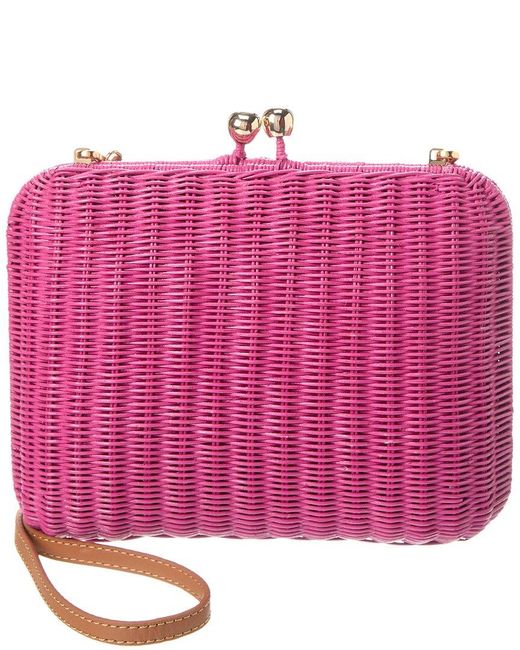 Serpui Pink Giulia Wicker Shoulder Bag