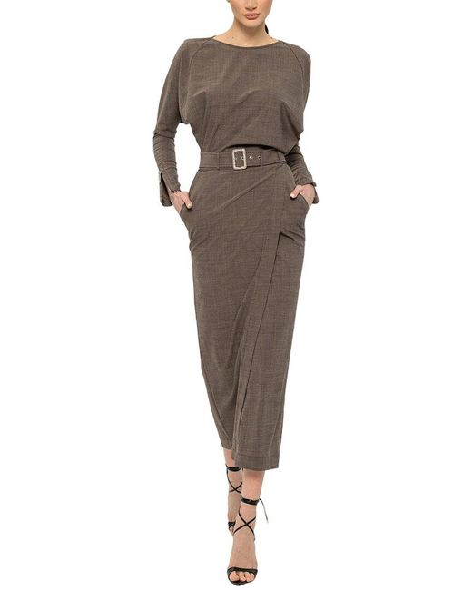 BGL Brown Wool-blend Midi Dress