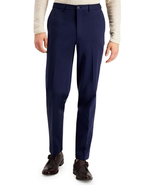 Calvin Klein Blue Flat Front Stretch Dress Pants for men