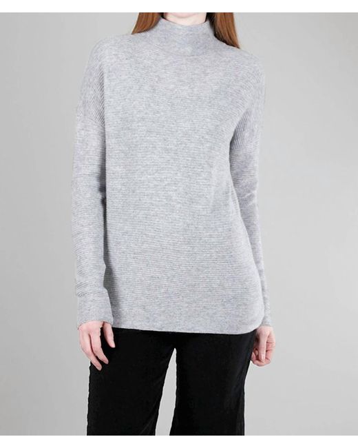 Kinross Cashmere Gray Textured Slouchy Funnel Sweater