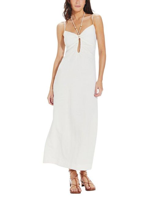 ViX White Solid Daisy Detail Long Dress