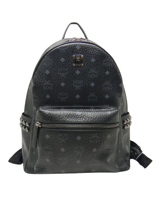 MCM Black Stark Visetos Leather Backpack Bag (pre-owned)
