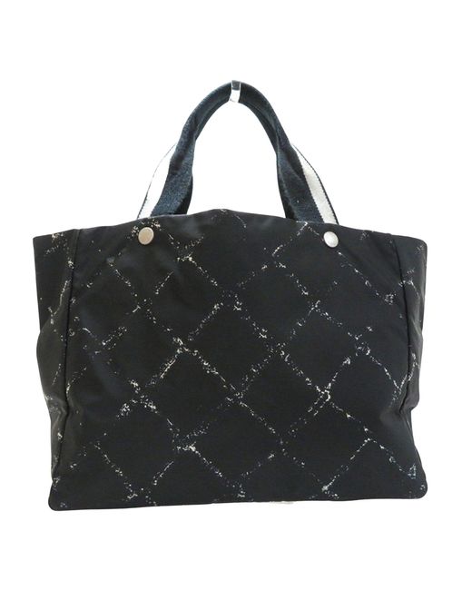 Chanel Travel Line Synthetic Tote Bag (pre-owned) in Black