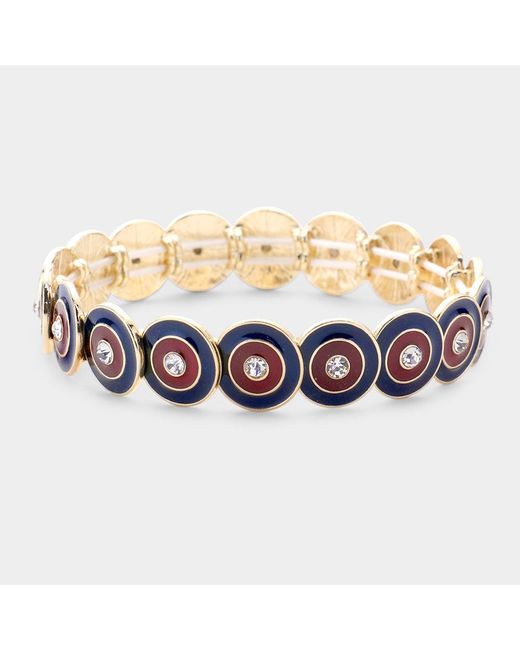 Fashnzfab Metallic Round Color Block Stretch Bracelet