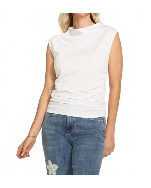 Fdj Blue Rushed Cap Sleeveless Top