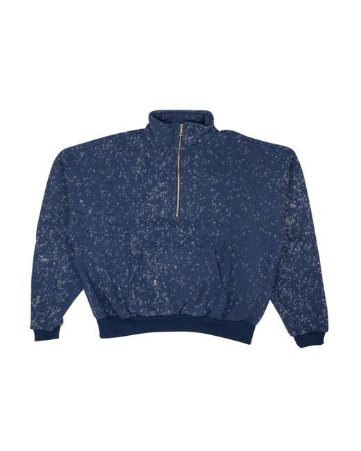 John Elliott Blue Royal Spec Wool Half Zip Sweatshirt for men