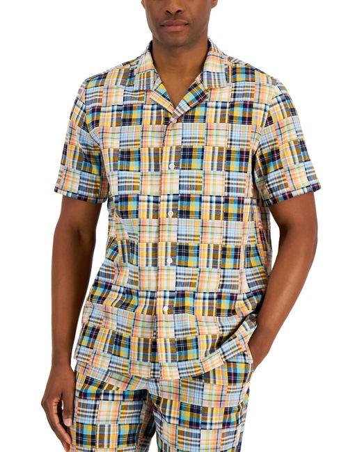Club Room Multicolor Patch Plaid Button-down Shirt for men