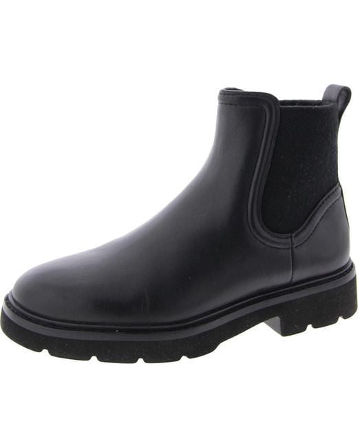 Vince Black Faux Leather Round Toe Ankle Boots