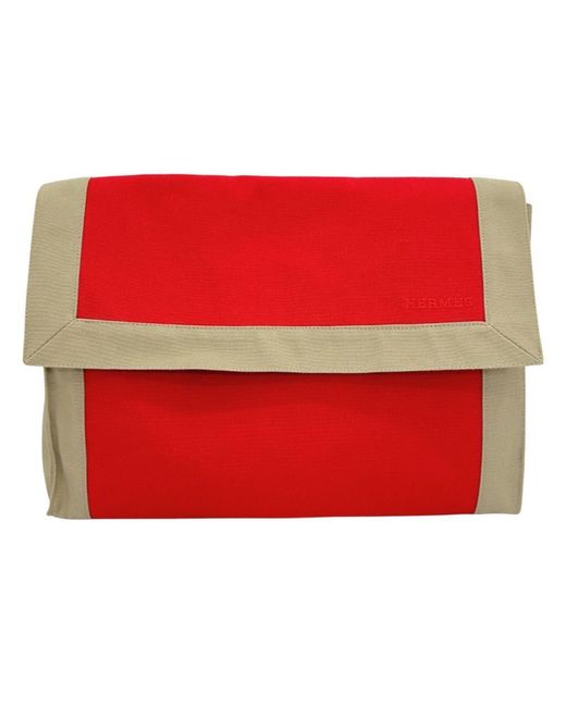 Hermès Red Cotton Clutch Bag (pre-owned)