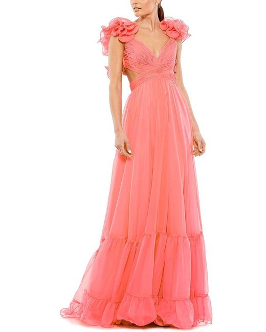 Mac Duggal Pink Ruffle Chiffon Gown