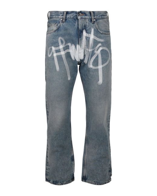 Off-White c/o Virgil Abloh Blue Graffiti Skate Fit Jeans for men