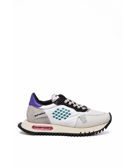 Be Positive Blue Leather/Polyester Sneakers