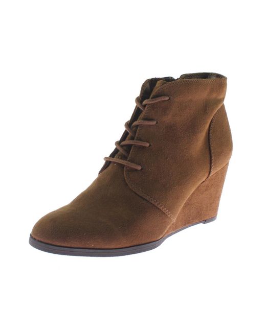 American Rag Brown Baylie Faux Suede Ankle Wedge Boots