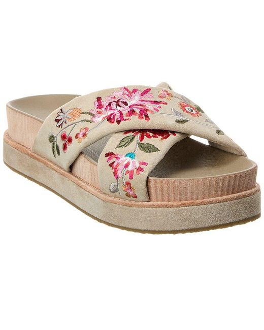Johnny Was Pink Viviana X Band Suede Sandal