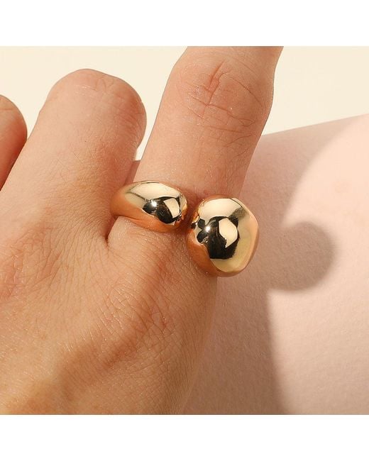 Fashnzfab Brown Bold Dome Open Adjustable Stainless Steel Ring