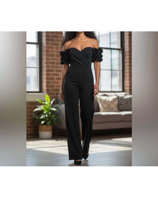 Xscape Black Elegant Off-Shoulder Jumpsuit