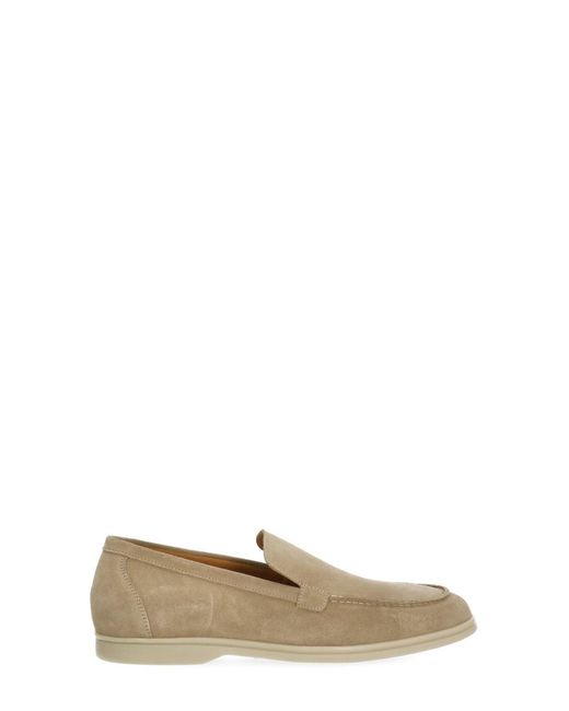 BERWICK 1707 Natural Round Toe Suede Loafers for men