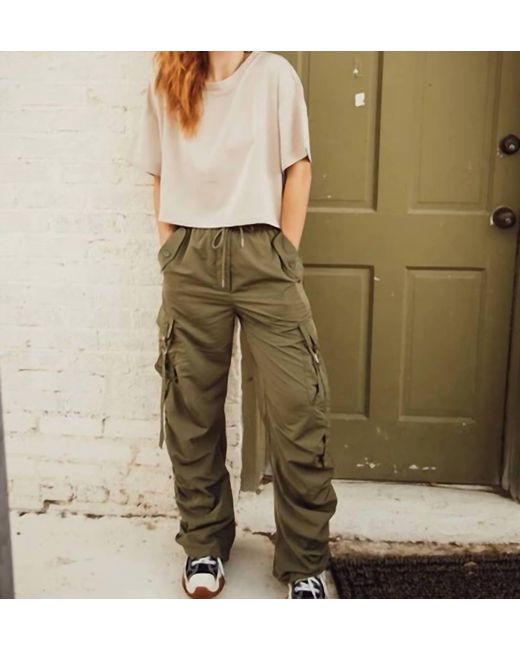 Moon River Ruched Bungee Cargo Pantsolive in Green Lyst