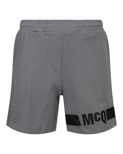 McQ Alexander McQueen Gray Redacted Logo Sweatshorts for men