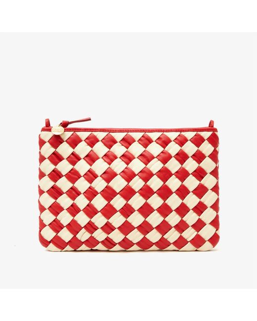 Clare V. Red Puffy Woven Flat Clutch