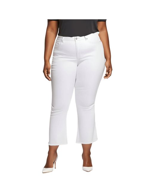 NYDJ White Frayed Hem Denim Flared Jeans