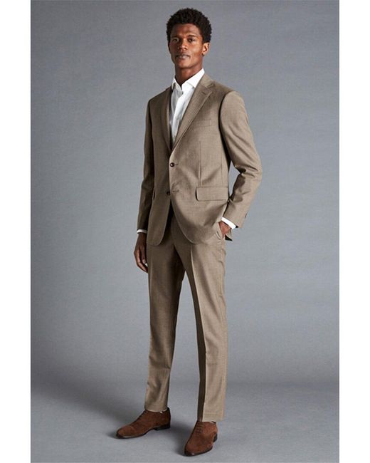 Charles Tyrwhitt Gray Slim Fit Sharkskin Business Wool Suit Jacket for men