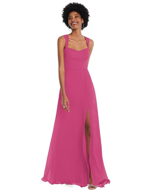 After Six Pink Contoured Wide Strap Sweetheart Maxi Dress