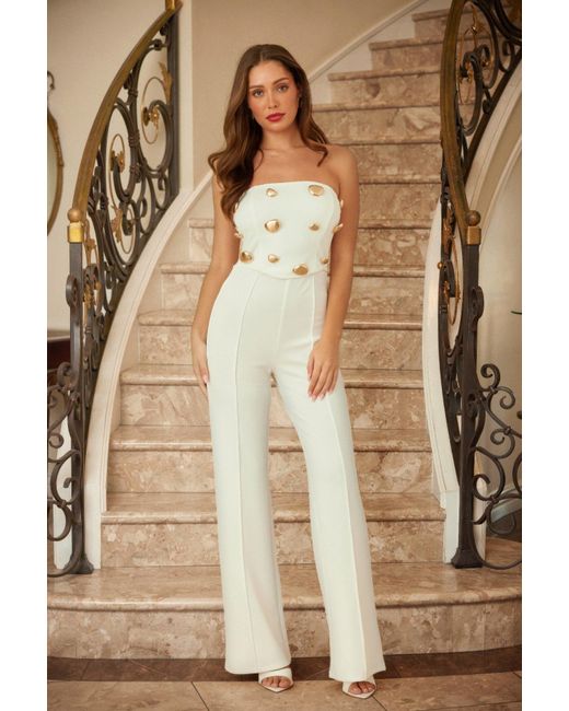 TRUEDAMES Natural Multi Flat Mirror Stone Jumpsuit