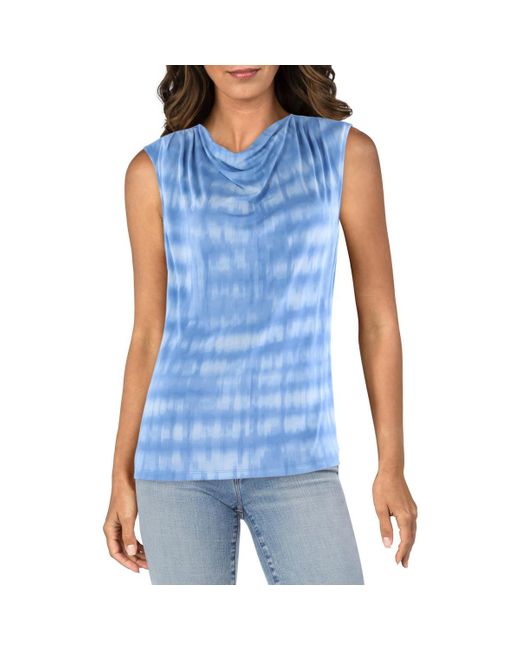 Calvin Klein Blue Drapey Polyester Shell