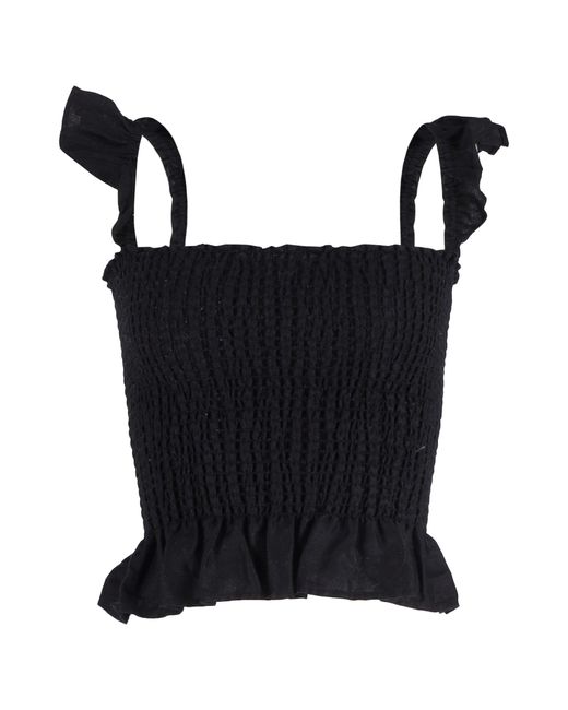 Reformation Black Junebug Ruffle Sleeveless Top