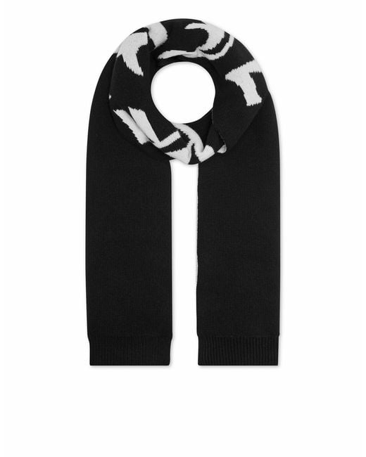 Philipp Plein Black Wool Scarf Gothic Plein for men