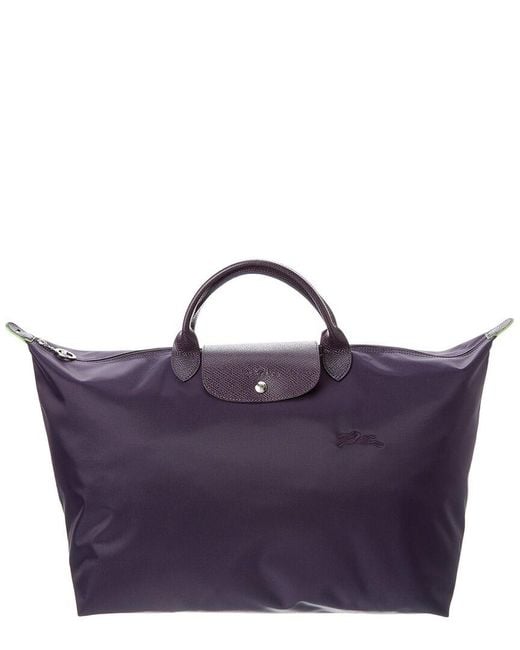 Longchamp Purple Le Pliage Green Small Canvas & Leather Travel Bag