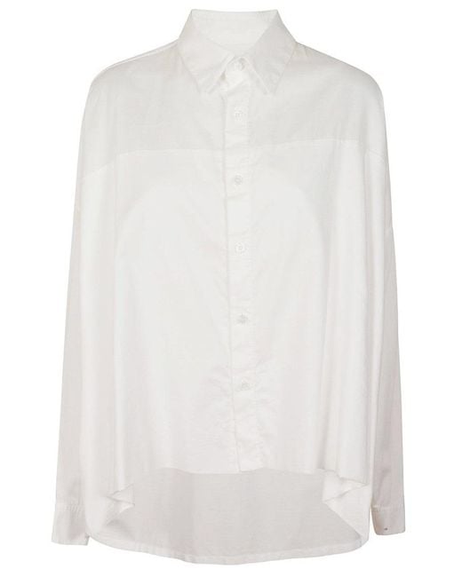 Yohji Yamamoto White Oversized Double Front Shirt With Classic Collar