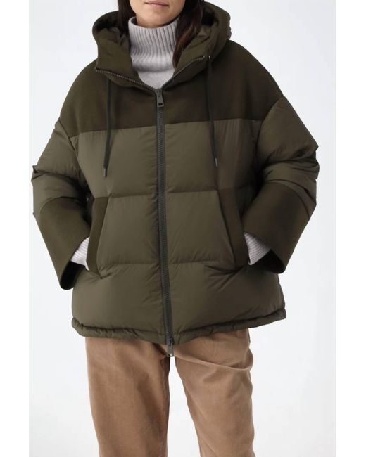 Herno Green Diagonal Wool And Ecoage Jacket