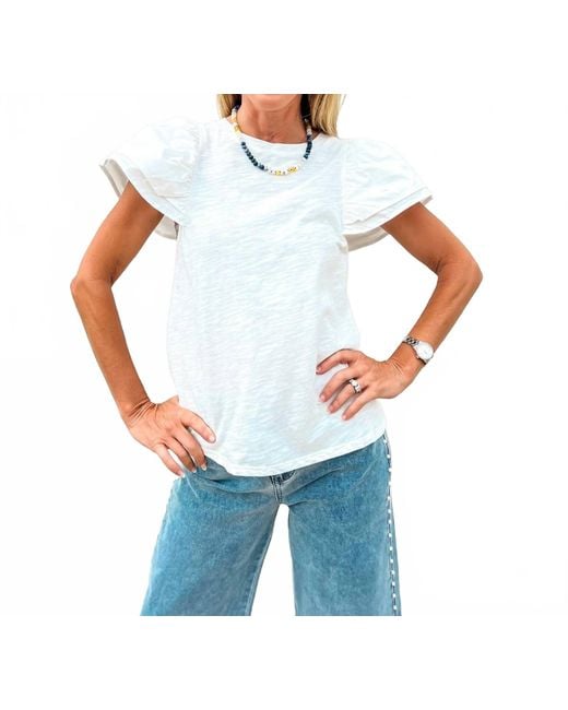 Thml White Sweet Breeze Flutter Sleeve Top