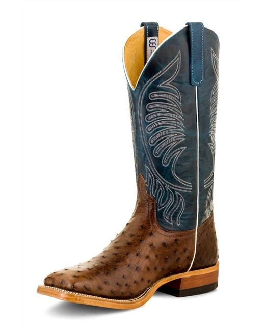 Anderson Bean Boots Blue Ostrich Kango Leather Sole Exotic Boot for men