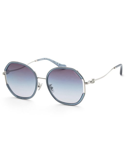 COACH 59mm Shiny Silver/blue Sunglasses