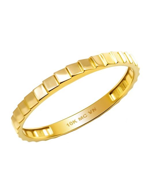 MAX + STONE Metallic Solid 10K Stackable Ridged Ring