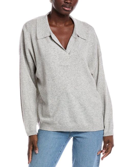 SCOTT & SCOTT LONDON Gray Cashmere Polo Sweater